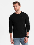 Longsleeve męski z elastanem sygnowany z okrągłym dekoltem - czarny V3 OM-LSCL-0102