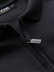 Męski longsleeve z zapinanym na zamek kołnierzykiem polo – czarny V8 OM-POLS-0130