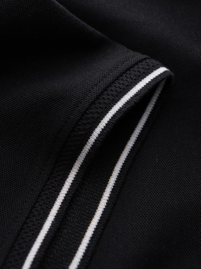 Men's pique knit polo shirt without buttons - black V2 OM-POSS-0110