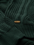 Sweter męski o splocie warkoczowym z dekoltem w serek - zielony V3 OM-SWSW-0151