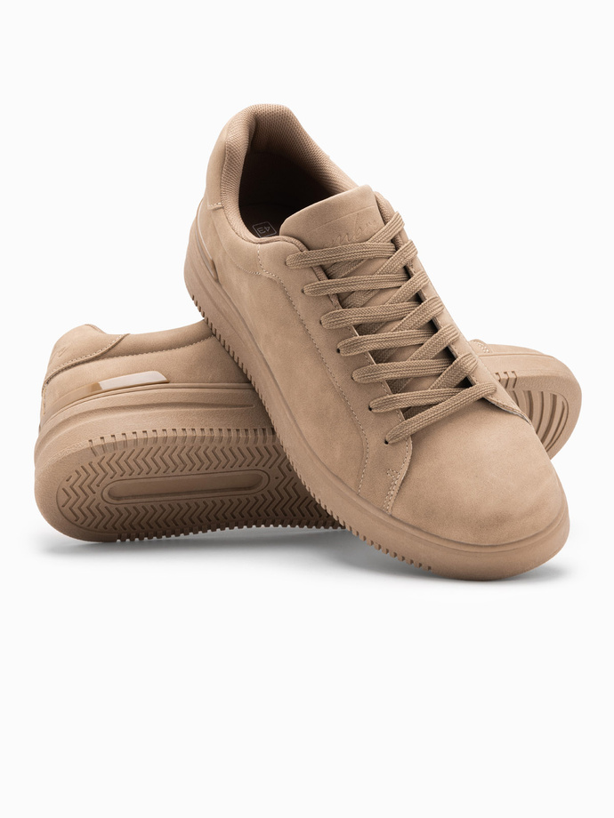 Unisex casual men's eco nubuck shoes - light brown V1 OM-FOCS-0151