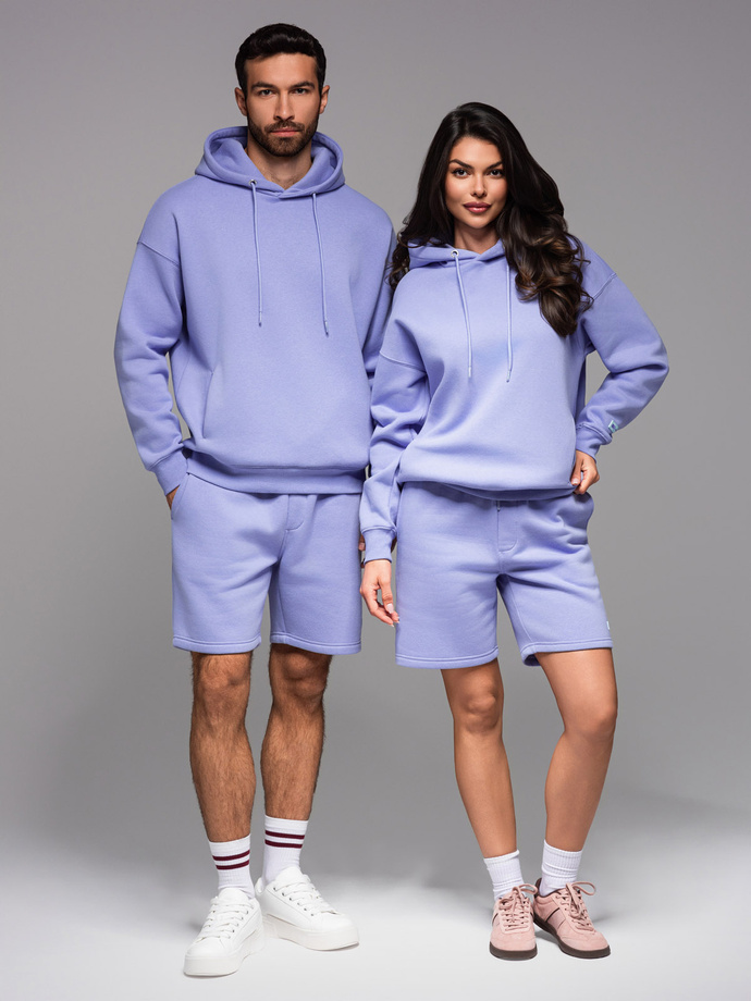 UNISEX sweatshirt set hoodie + athleisure shorts - lavender V9 Z110