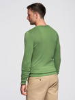 Classic men's sweater with round neckline - green V13 OM-SWBS-0106