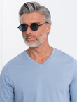 Men's unprinted longsleeve with a crew neckline - blue denim V9 OM-LSBL-0108 