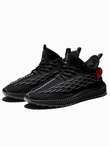 Męskie lekkie buty sneakersy sznurowane - czarne V3 OM-FOKS-0141