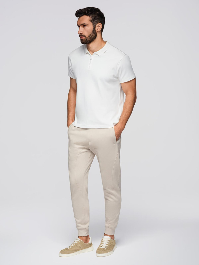 Men's jogger sweatpants - light beige V1 OM-PABS-0173
