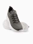 Męskie buty sneakersy wsuwane wykonane z lekkich materiałów - khaki V2 OM-FOKS-0149