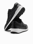 Buty męskie sneakersy sportowe ze skóry ekologicznej – czarne V2 OM-FOSL-0181 