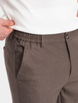 Spodnie męskie klasyczne chino SLIM FIT - ciemnobeżowe V2 OM-PACP-0182