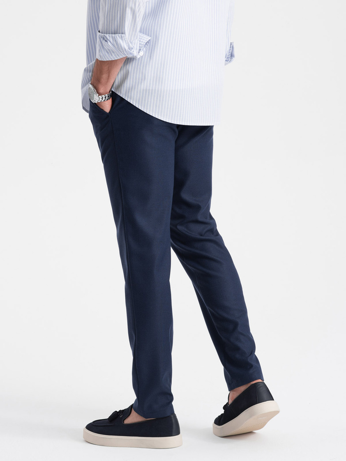Spodnie męskie klasyczne chino SLIM FIT - granatowe V1 OM-PACP-0182