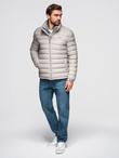 Men's quilted jacket with two fasteners - light grey V2 OM-JALP-0231