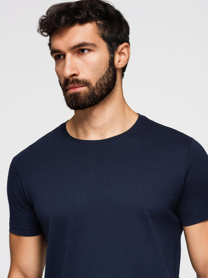 Classic BASIC men's cotton T-shirt - navy blue V2 OM-TSBS-0236