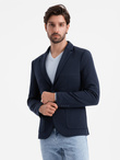 Men's jacket with patch pockets - navy blue V1 OM-BLZB-0127