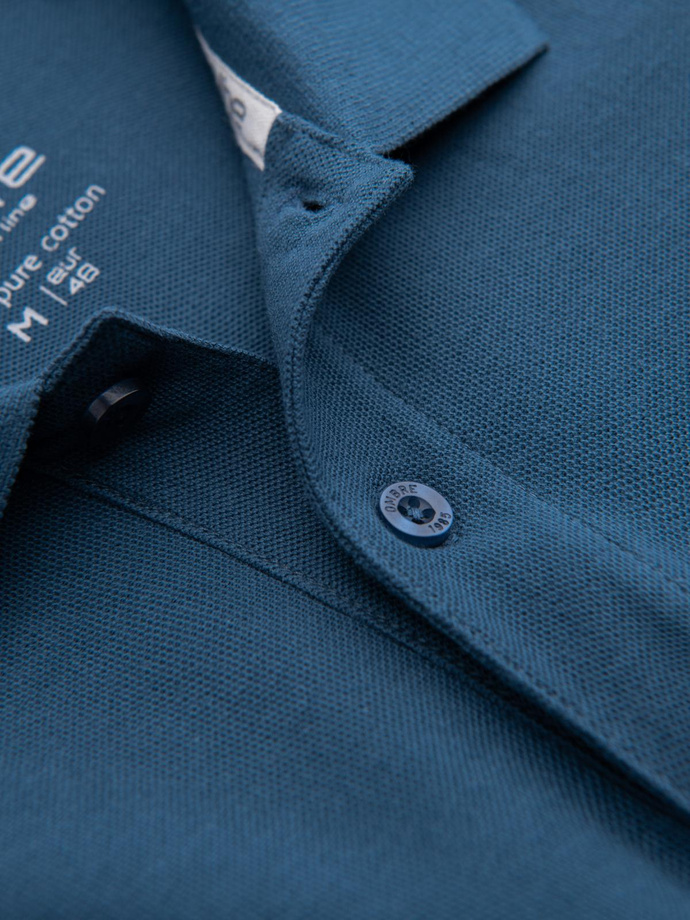 BASIC men's single color pique knit polo shirt - dark blue V13 OM-POBS-0100