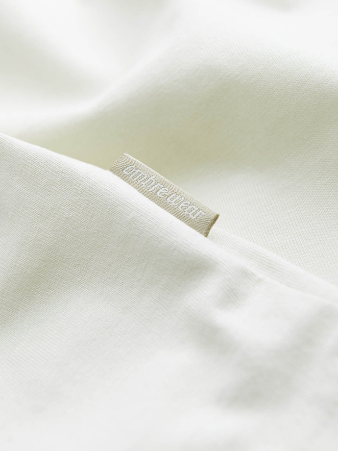 Men's cotton T-shirt with delicate embroidery - cream V2 OM-TSCT-0170