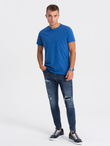 Men's classic cotton BASIC T-shirt - blue V8 OM-TSBS-0146