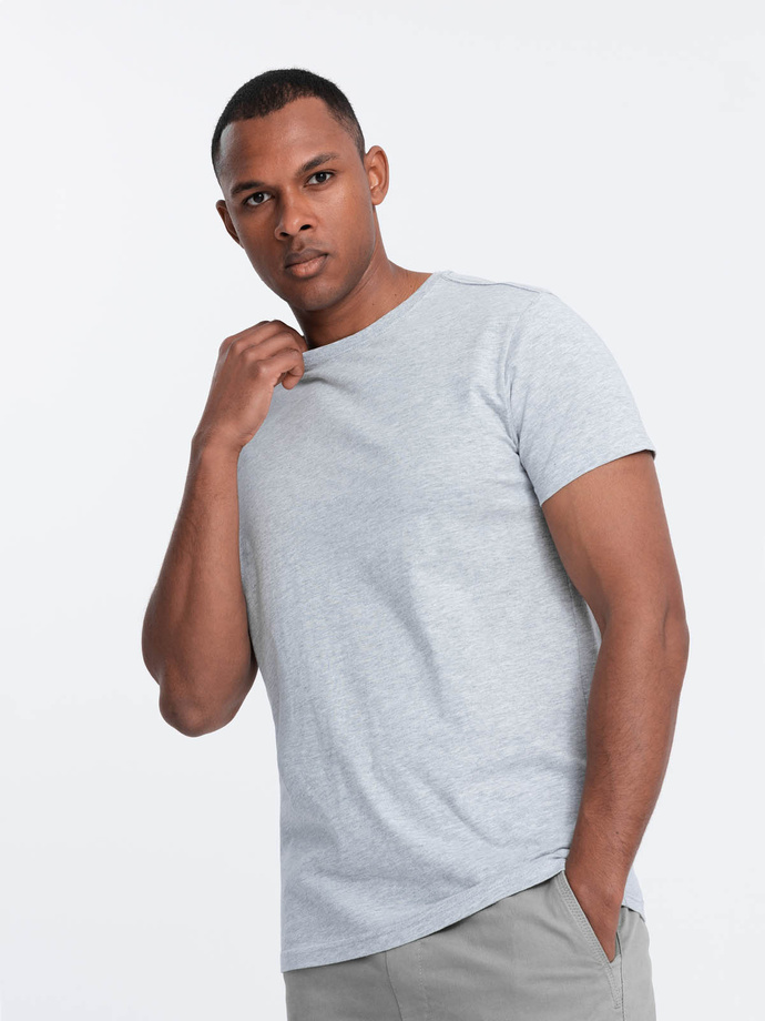 Męski klasyczny bawełniany T-shirt BASIC - szary melanż V5 OM-TSBS-0146 