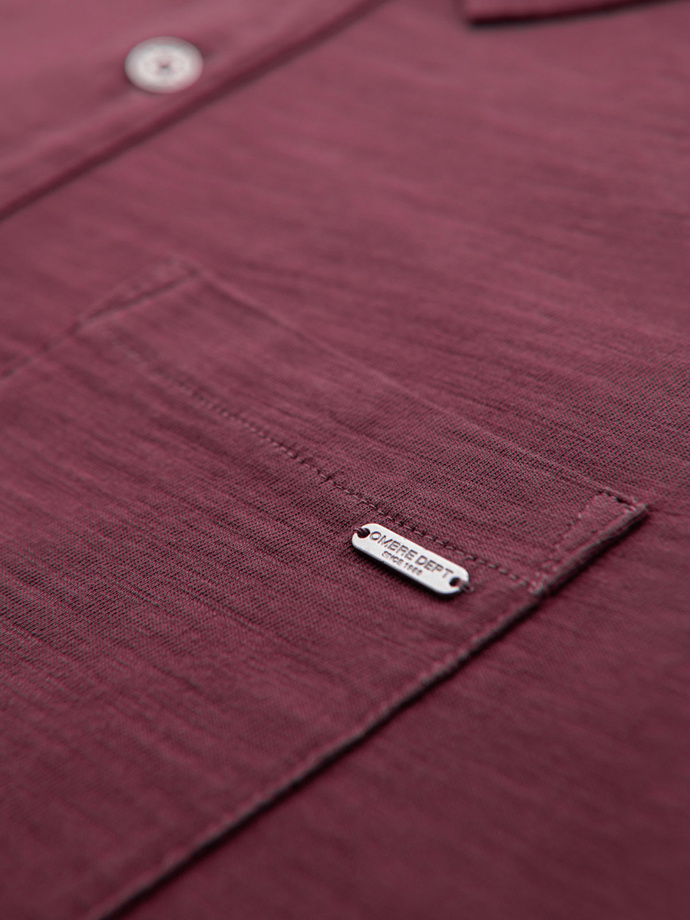 Klasyczna koszulka polo z bawełnianej dzianiny – bordowa V6 OM-POWS-0142