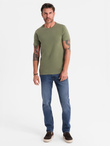 BASIC men's classic cotton T-shirt - khaki V6 OM-TSBS-0236