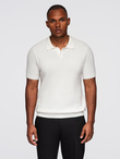 Men's cotton structured knit polo shirt - broken white V4 OM-POSS-0117