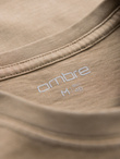 Cotton T-shirt with print on chest and back - dark beige V2 OM-TSWT-0201