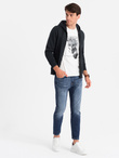 Men's unbuttoned cotton BASIC sweatshirt - black V9 OM-SSBZ-0160