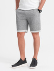 Spodenki męskie z tkaniny melanżowej LOOSE FIT - szare V6 OM-SRSK-0116