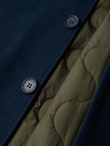 Long men's single-breasted coat with collar and undercoat - navy blue V3 OM-COWC-0135