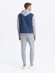 Men's mid-season jeans jacket - denim/grey OM-JADJ-0124