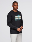 Men's printed sweatshirt worn over the head - black V3 OM-SSPS-0156