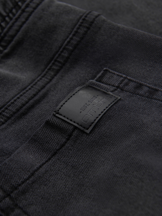 Men's JOGGERS denim pants with wash effect - grey V3 OM-PADJ-0267