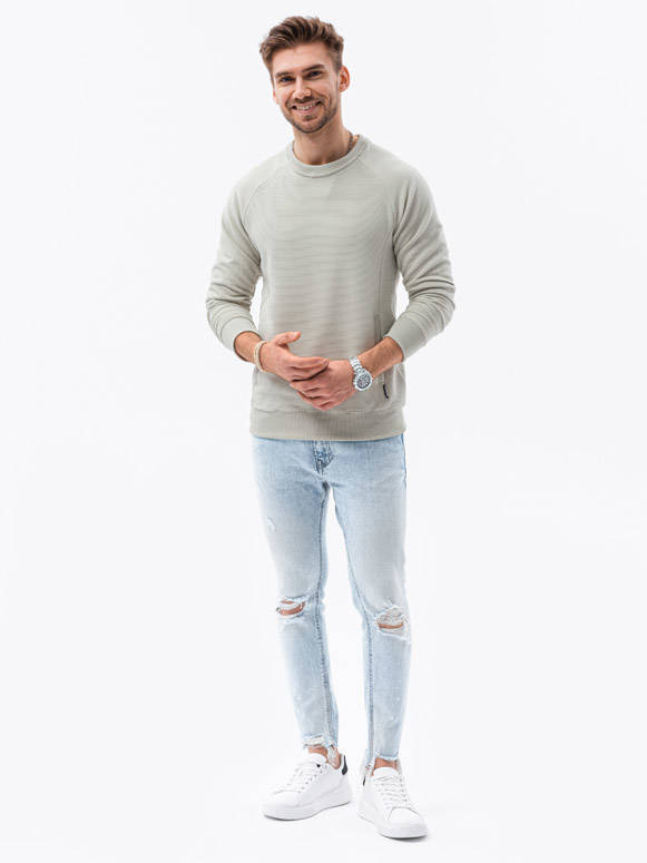 Men's hoodless sweatshirt - cream V8 B1156