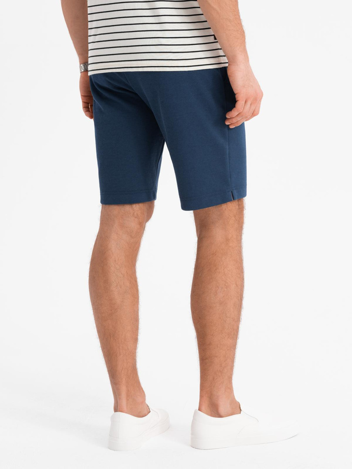 Men's SLIM FIT shorts in structured knit fabric - navy blue V1 OM-SRCS-0169 