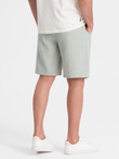 Men's knit shorts in linen and cotton - light green V2 OM-SRCS-0130