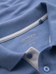 Men's cotton polo shirt with contrast trim - blue V3 OM-POSS-0113