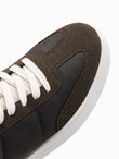 Oldschoolowe sneakersy męskie na grubej podeszwie – ciemnobrązowe V3 OM-FOSL-0170