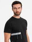 Men's cotton jersey T-shirt with large side lettering - black V1 OM-TSPT-0213