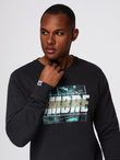Men's printed sweatshirt worn over the head - black V3 OM-SSPS-0156