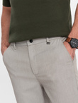 Męskie spodnie chino REGULAR FIT z gumką w pasie – szaro-beżowe V1 OM-PACP-0157