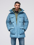 Insulated long men's jacket with reflective elements - blue V4 OM-JALJ-0169