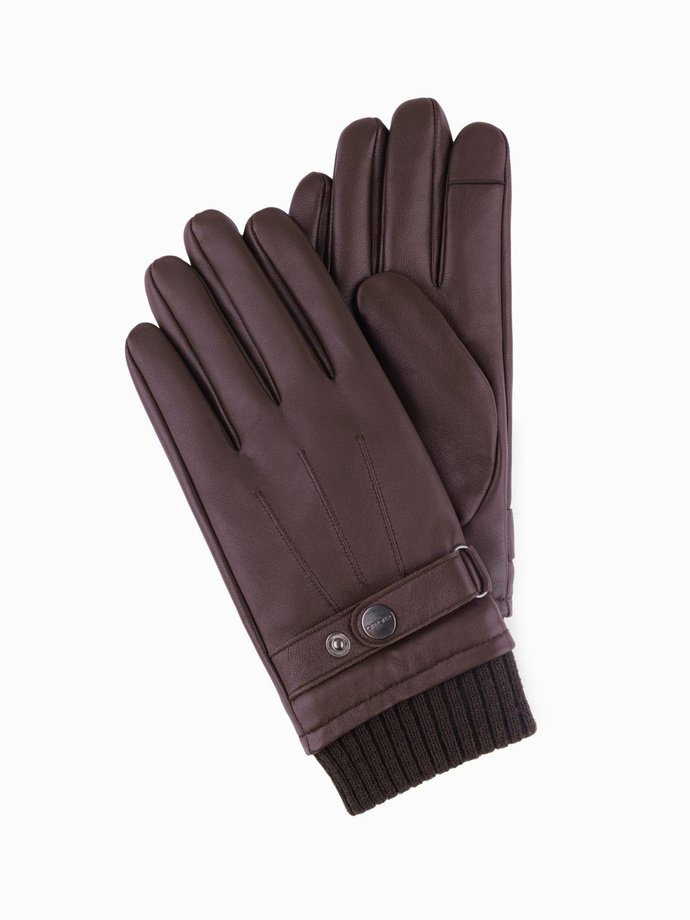 Men's eco suede gloves with welt - black V1 OM-ACGL-0112