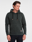 Men's non-stretch kangaroo hooded sweatshirt - olive melange V3 B1675