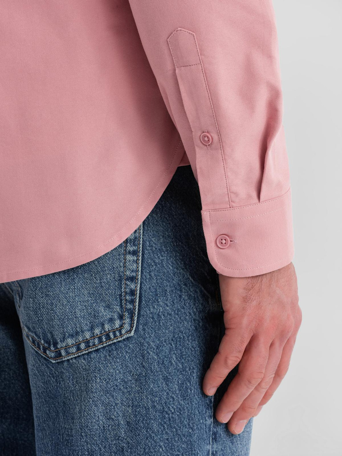 Men's REGULAR FIT cotton shirt with pocket - pink V3 OM-SHOS-0153