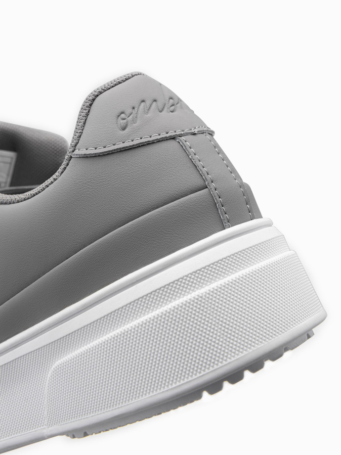 Buty męskie sneakersy z ekoskóry na grubej podeszwie – szare V4 OM-FOSL-0166