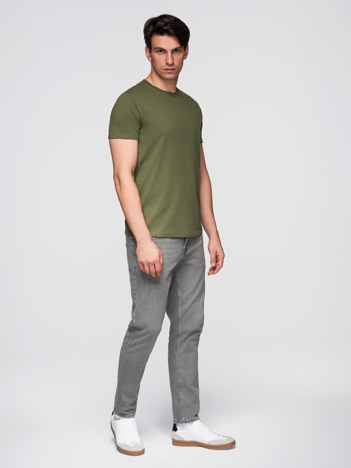 BASIC men's classic cotton T-shirt - khaki V6 OM-TSBS-0236