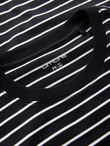 Męski t-shirt w paski z patchem Ombre Design – czarno-biały V2 OM-TSCT-0183