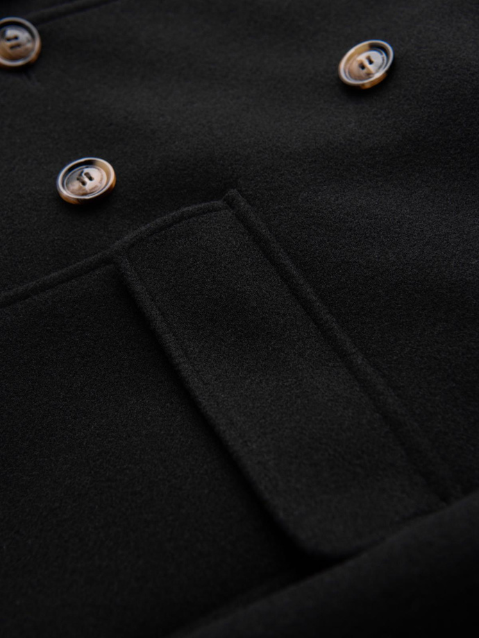 Men's coat with asymmetrical fastening and high collar - light brown V4 OM-COWC-0120