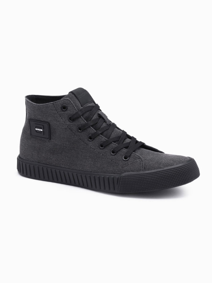Męskie buty trampki canvas z wysoką cholewką – czarne V1 OM-FOTH-0186