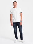 Men's collarless polo shirt - white V1 OM-TSCT-0156