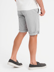 Men's classic chino shorts with rolled up leg - grey V12 OM-SRCS-0197